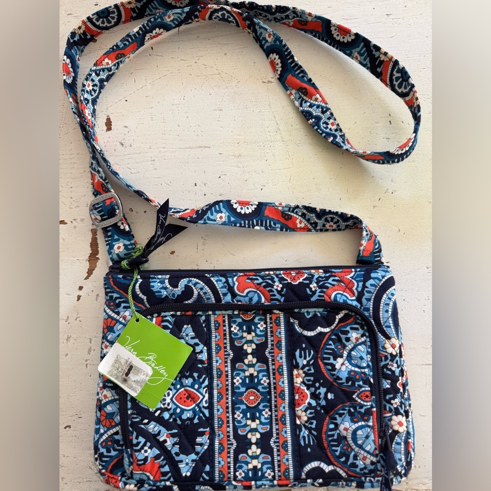 Vera Bradley Blue and orange Crossbody Bag with Floral Design